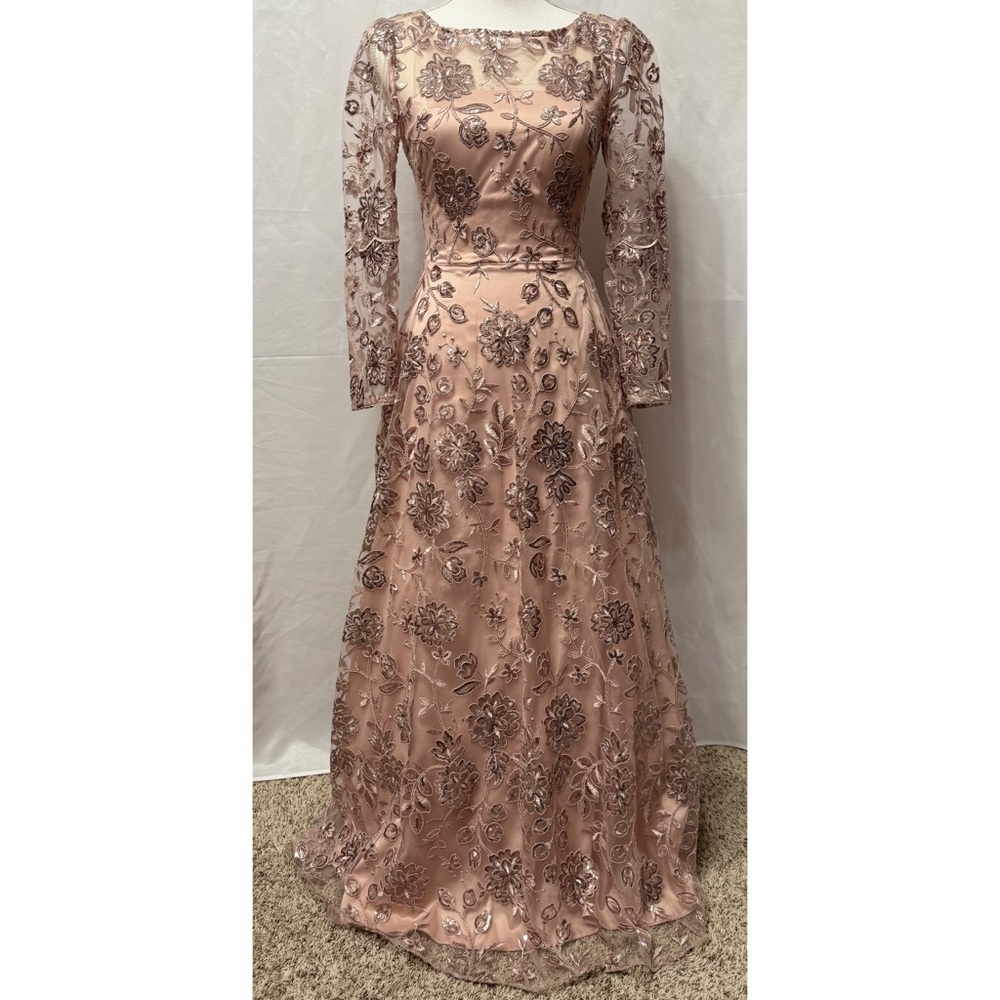 Pink Floral Embroidered Gown